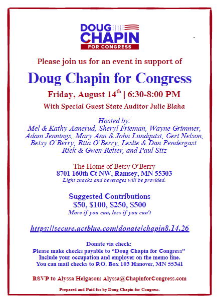 Fundraising Event for Doug Chapin on August 14